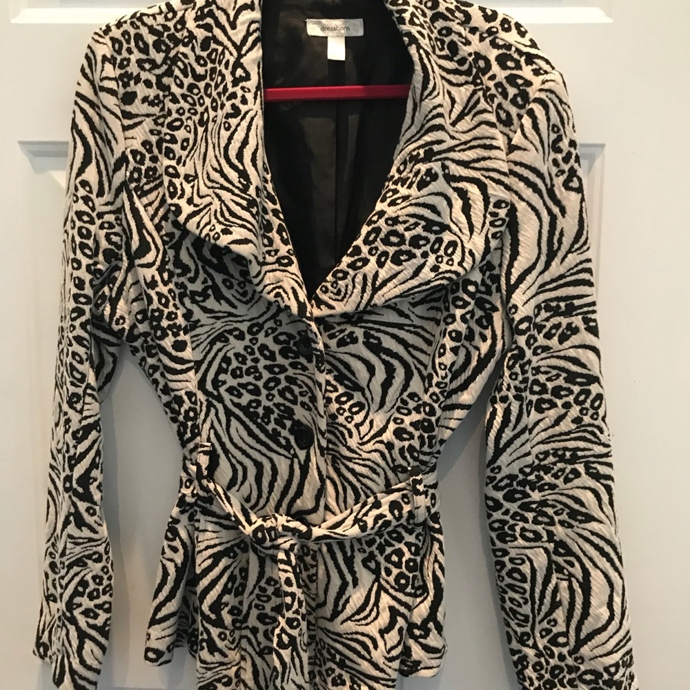 Animal print jacket with tie waste